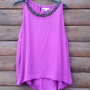 Beaded purple dressy tank top